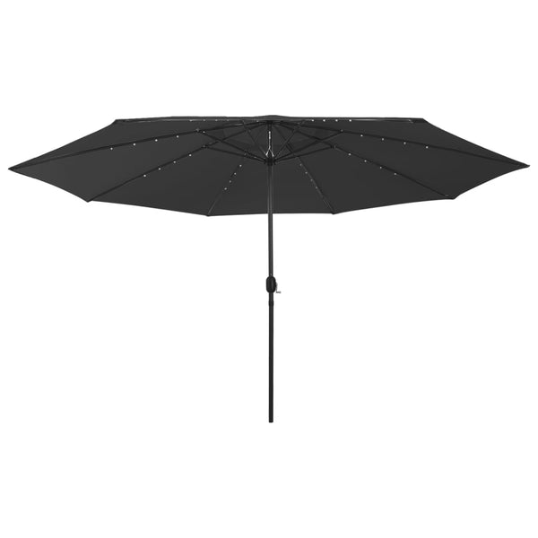 Guarda-sol de jardim com luzes LED 400 cm preto