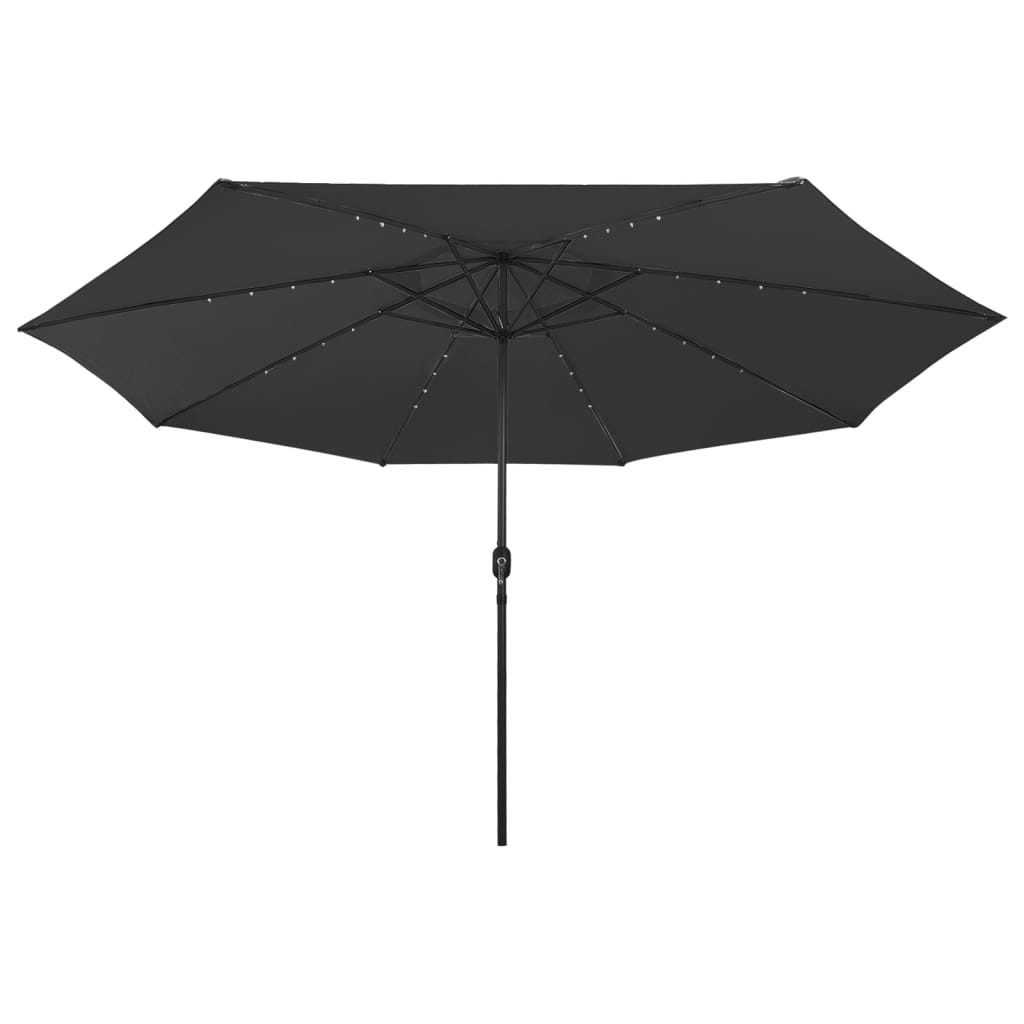 Guarda-sol de jardim com luzes LED 400 cm preto