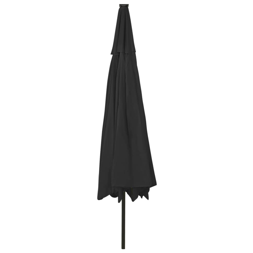 Guarda-sol de jardim com luzes LED 400 cm preto
