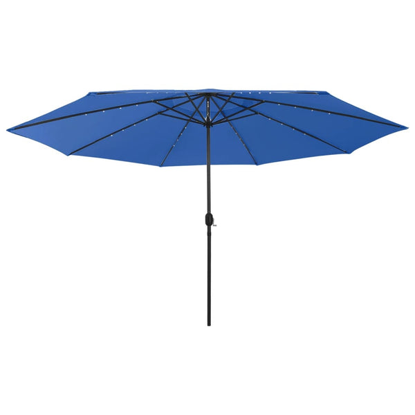 Guarda-sol de jardim com luzes LED 400 cm azul-ciano