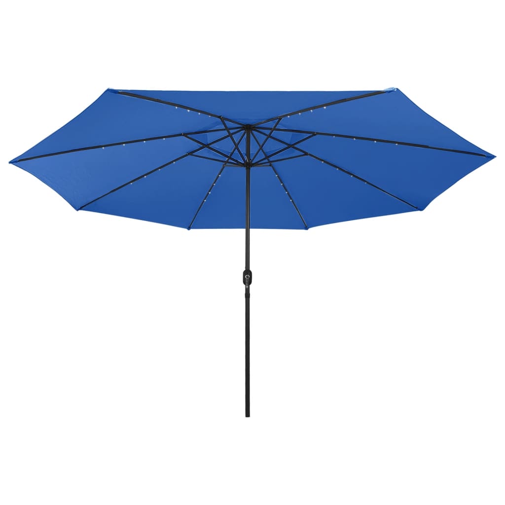 Guarda-sol de jardim com luzes LED 400 cm azul-ciano