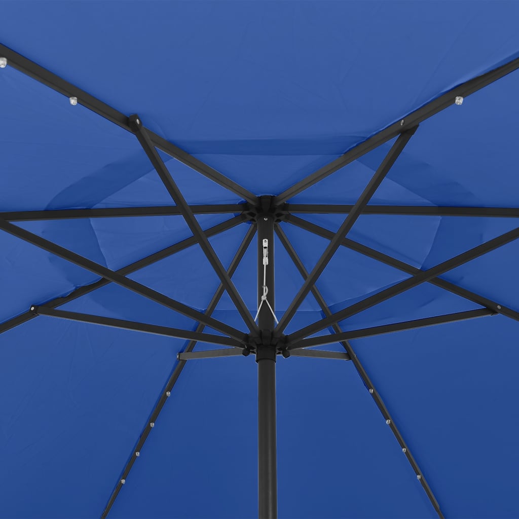 Guarda-sol de jardim com luzes LED 400 cm azul-ciano