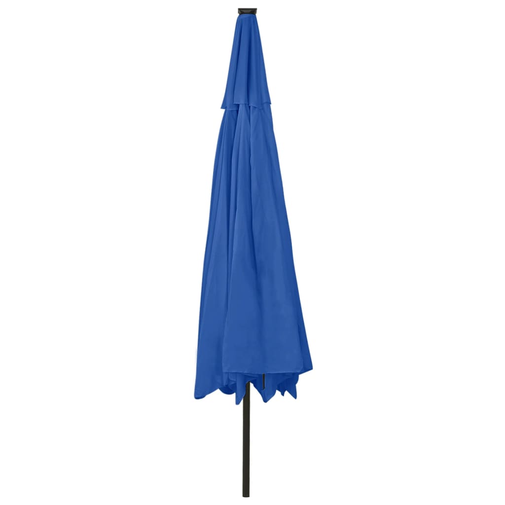 Guarda-sol de jardim com luzes LED 400 cm azul-ciano