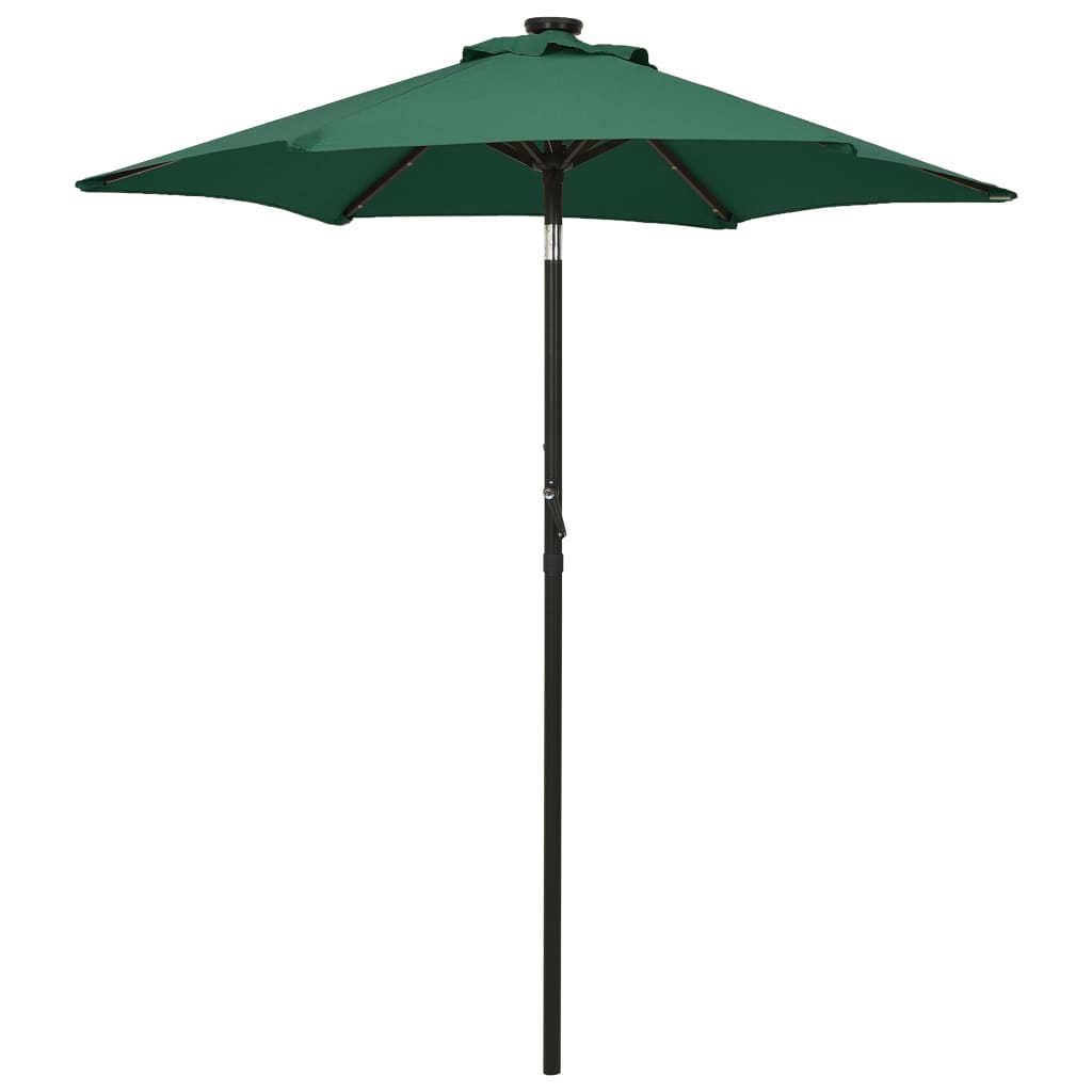 Guarda-sol de jardim com luzes LED 200x211 cm alumínio verde