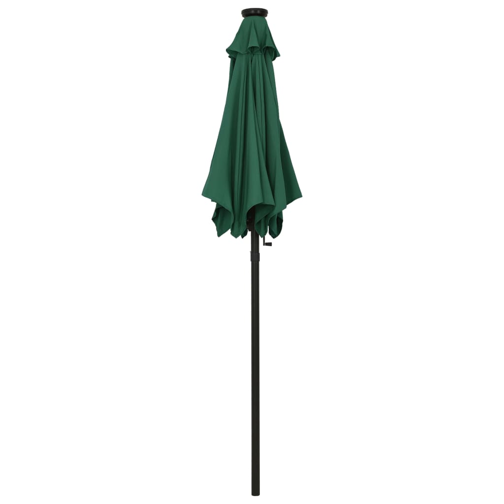 Guarda-sol de jardim com luzes LED 200x211 cm alumínio verde