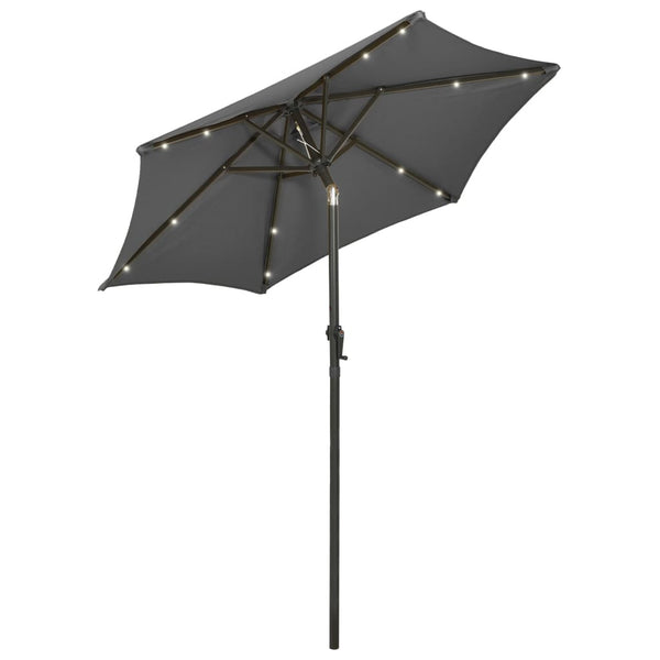 Guarda-sol de jardim c/ luzes LED 200x211 cm alumínio antracite