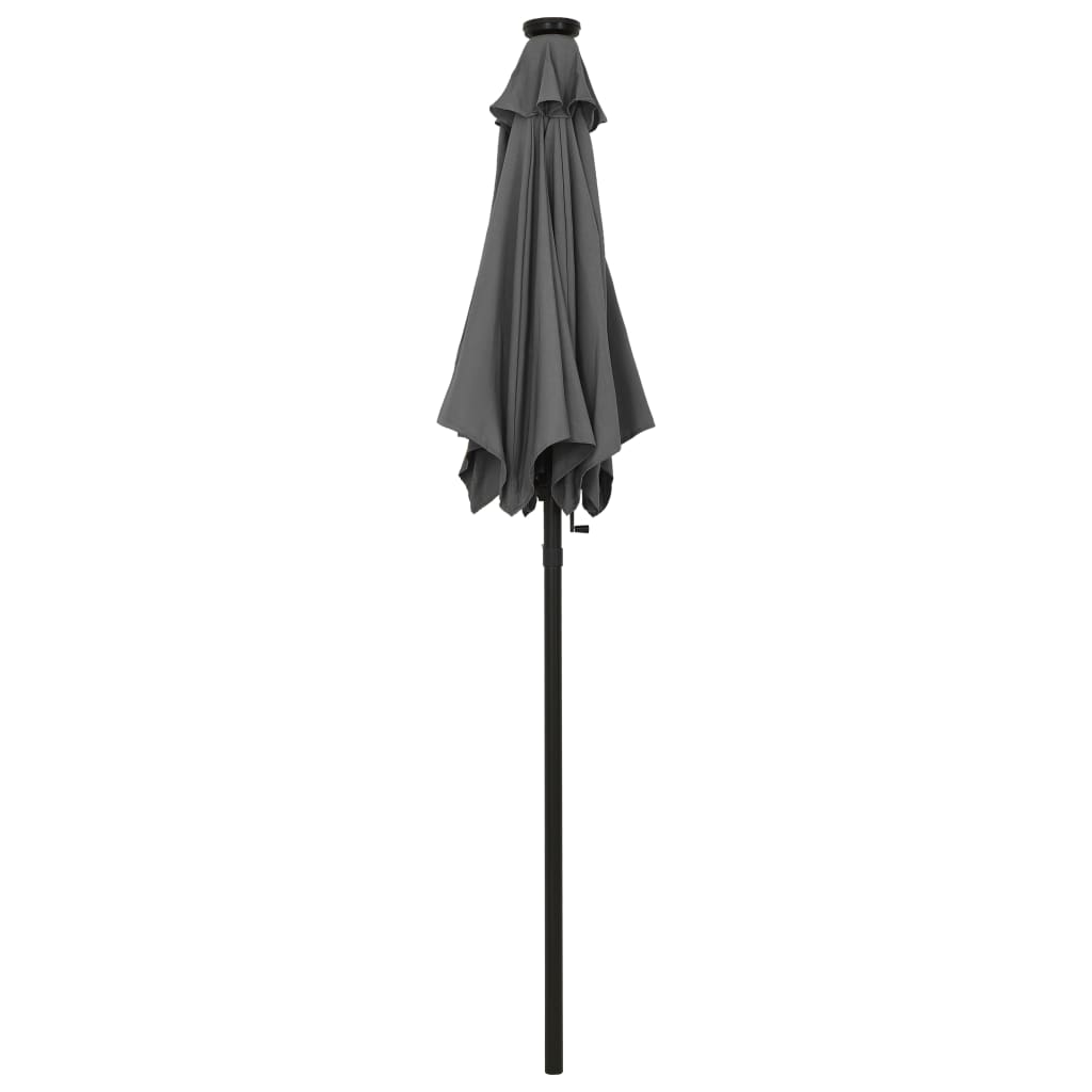 Guarda-sol de jardim c/ luzes LED 200x211 cm alumínio antracite