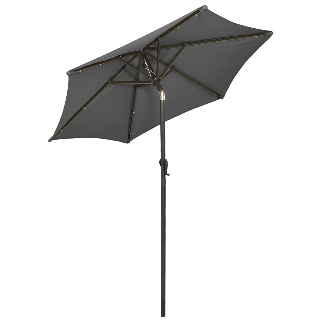 Guarda-sol de jardim c/ luzes LED 200x211 cm alumínio antracite