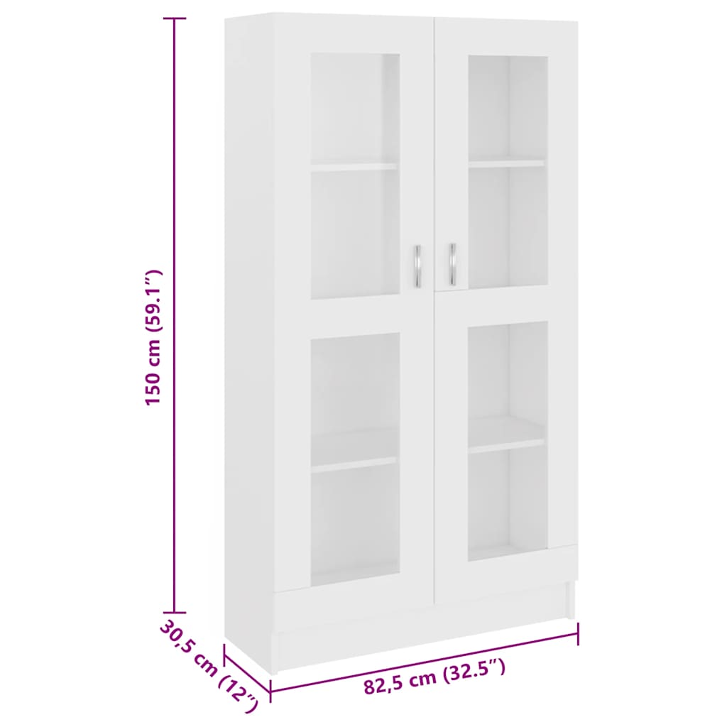 Armário vitrine 82,5x30,5x150 cm derivados de madeira branco