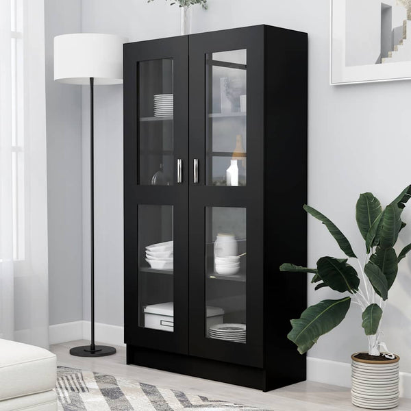 Armário vitrine 82,5x30,5x150 cm derivados de madeira preto