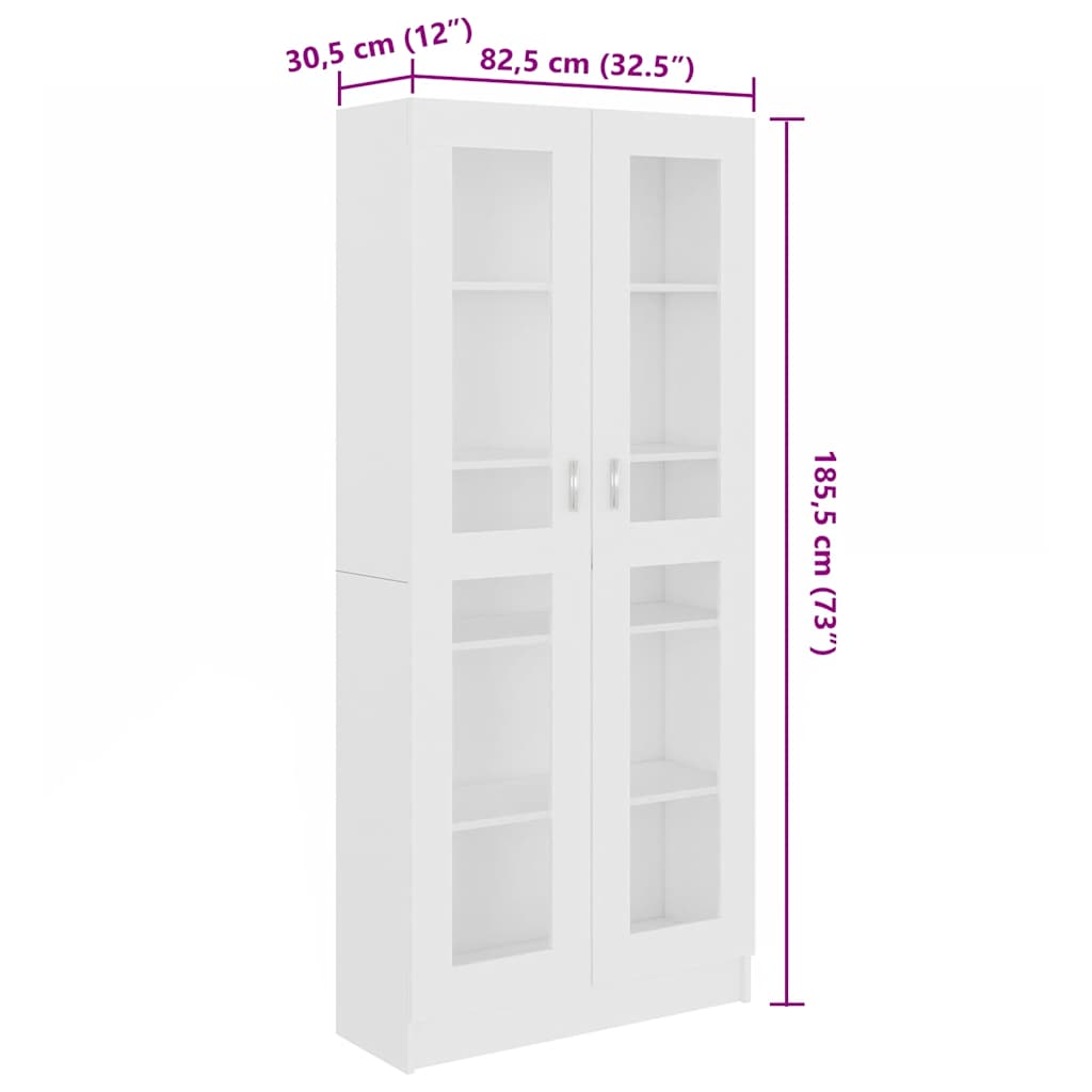 Armário vitrine 82,5x30,5x185,5cm derivados de madeira branco