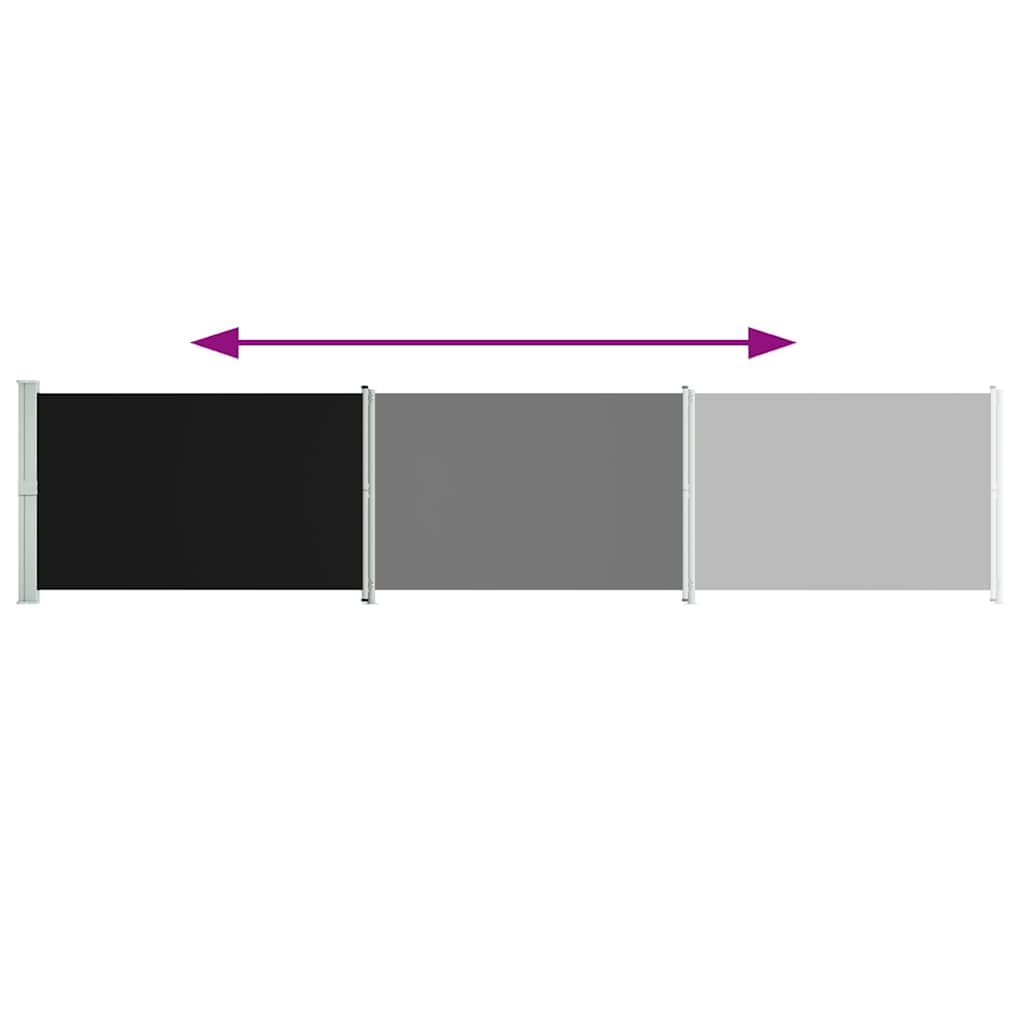 Toldo lateral retrátil para pátio 140x600 cm preto