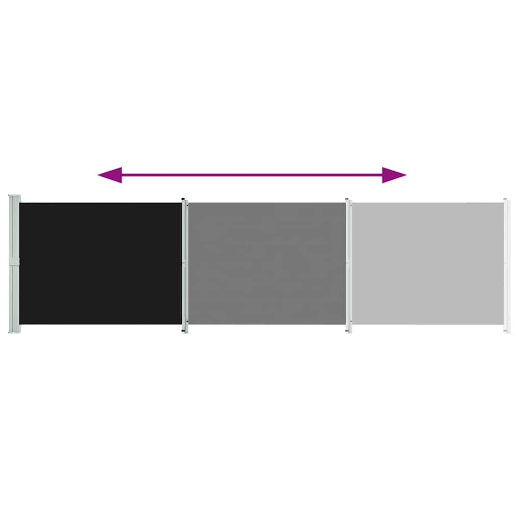 Toldo lateral retrátil para pátio 600x160 cm preto