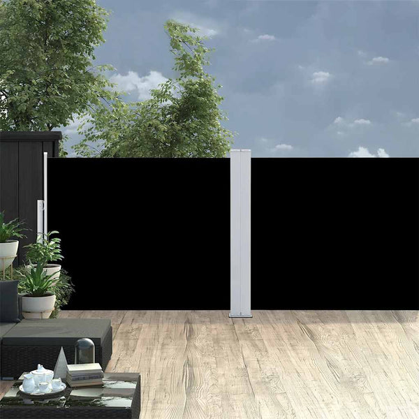 Toldo lateral retrátil para pátio 140x1200 cm preto