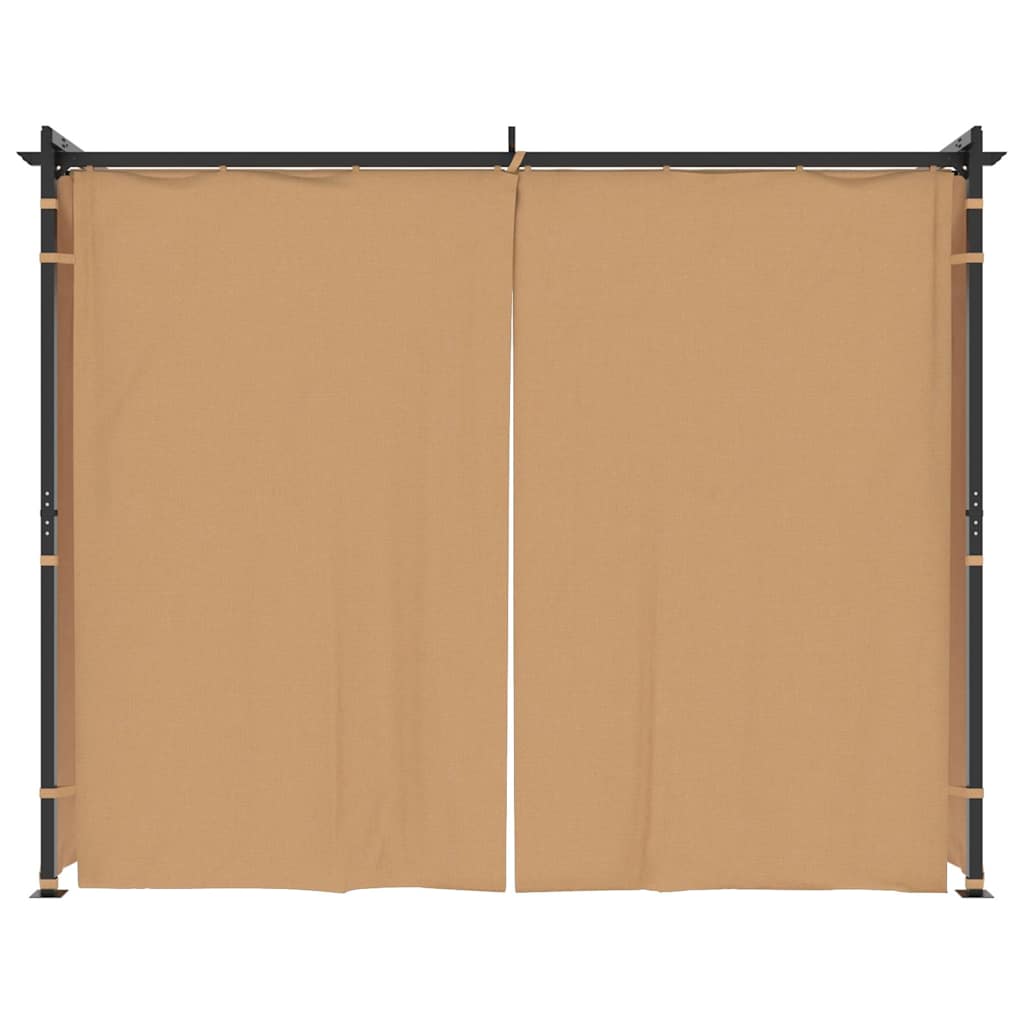 Gazebo com cortinas 3x3 m aço cinzento-acastanhado