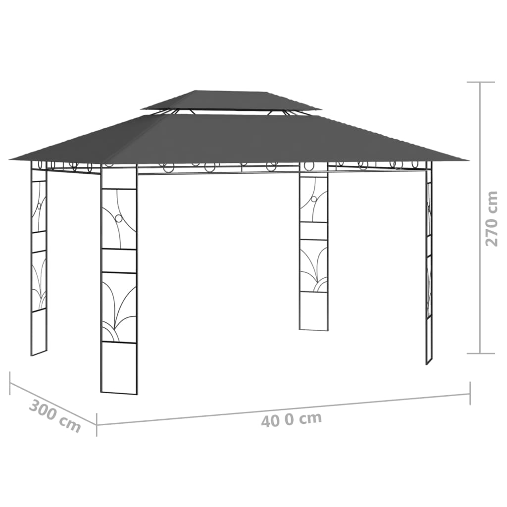 Gazebo 4x3x2,7 m 160 g/m² antracite