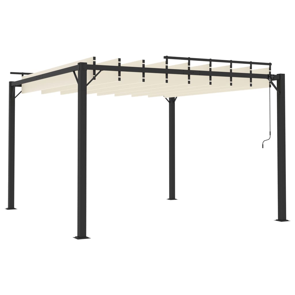 Gazebo com telhado de persiana 3x3 m tecido creme e alumínio