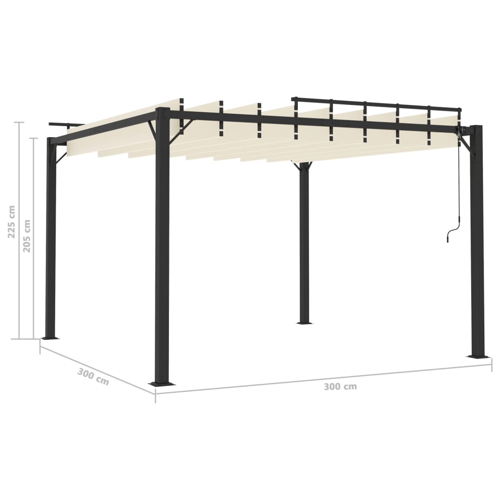 Gazebo com telhado de persiana 3x3 m tecido creme e alumínio