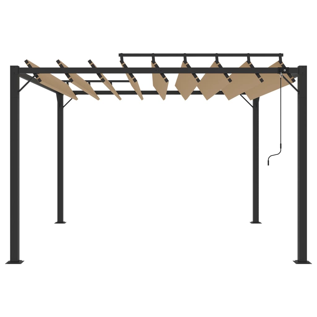 Gazebo c/ telhado persiana 3x3 m tecido cinza-acast. e alumínio