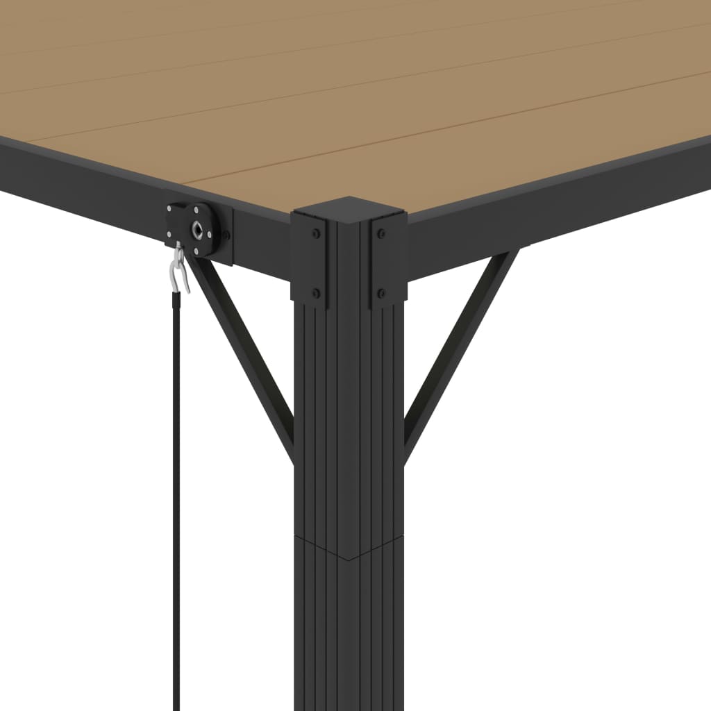 Gazebo c/ telhado persiana 3x3 m tecido cinza-acast. e alumínio