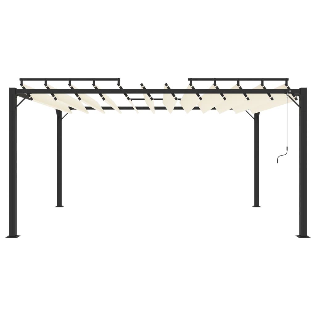 Gazebo com telhado de persiana 3x4 m tecido creme e alumínio