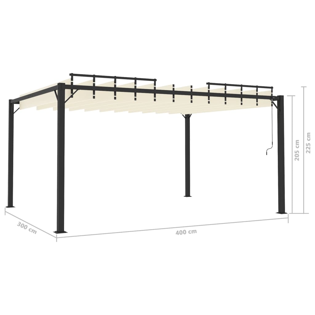 Gazebo com telhado de persiana 3x4 m tecido creme e alumínio