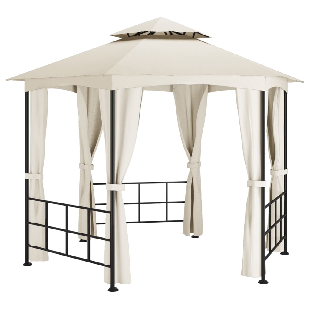 Gazebo com paredes laterais 3,1x2,7 m cor creme