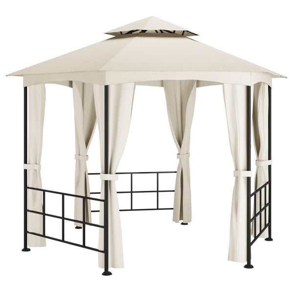Gazebo com paredes laterais 3,1x2,7 m cor creme