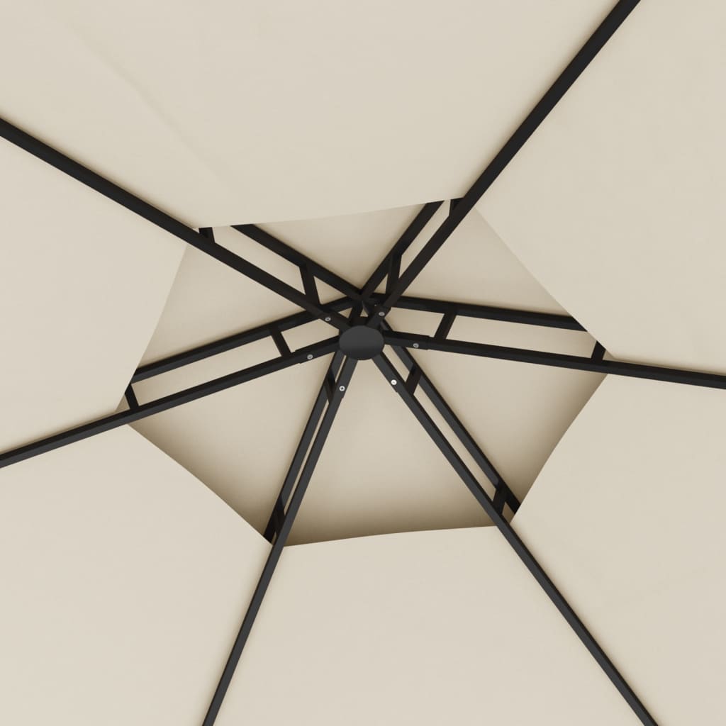 Gazebo com paredes laterais 3,1x2,7 m cor creme