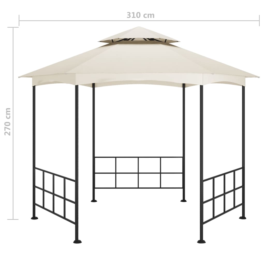 Gazebo com paredes laterais 3,1x2,7 m cor creme