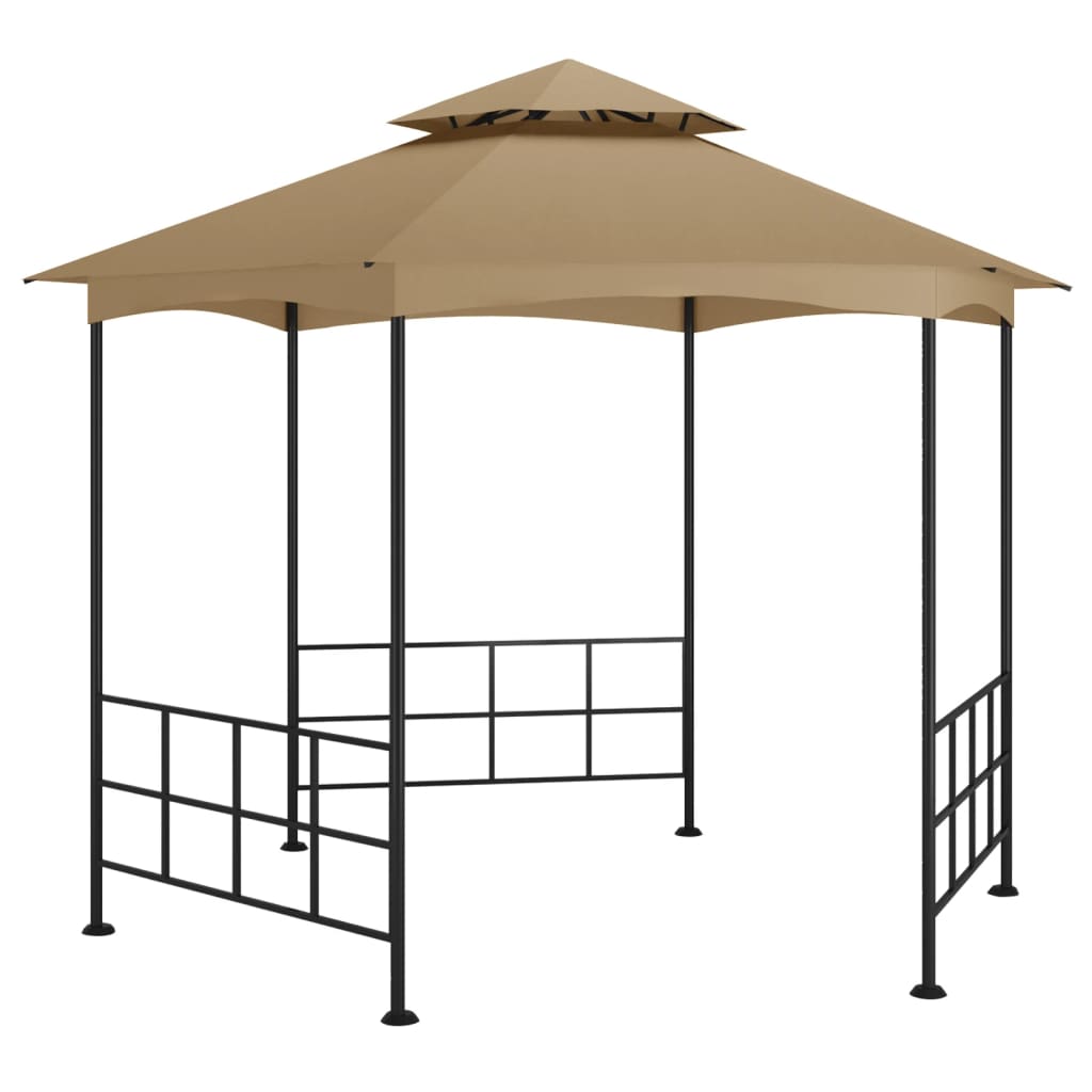Gazebo com paredes laterais 3,1x2,7 m cinzento-acastanhado