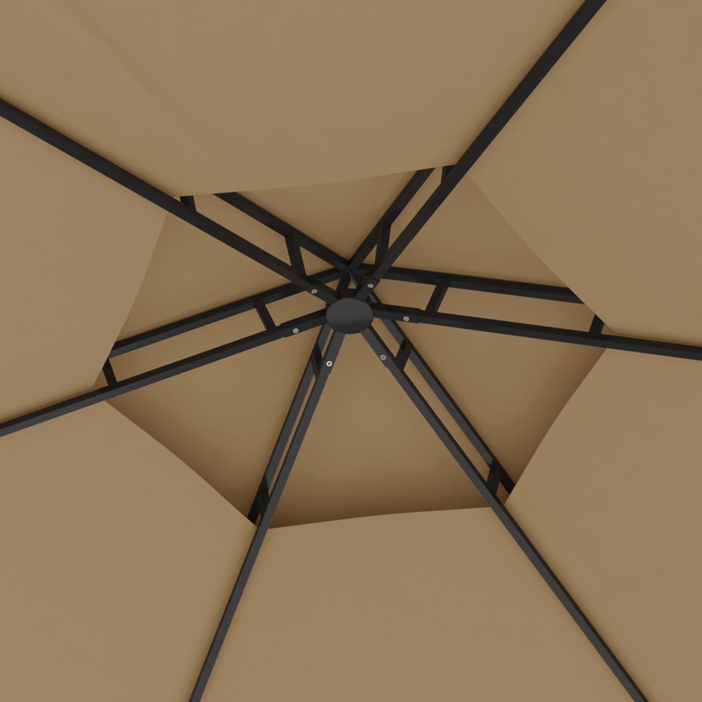 Gazebo com paredes laterais 3,1x2,7 m cinzento-acastanhado