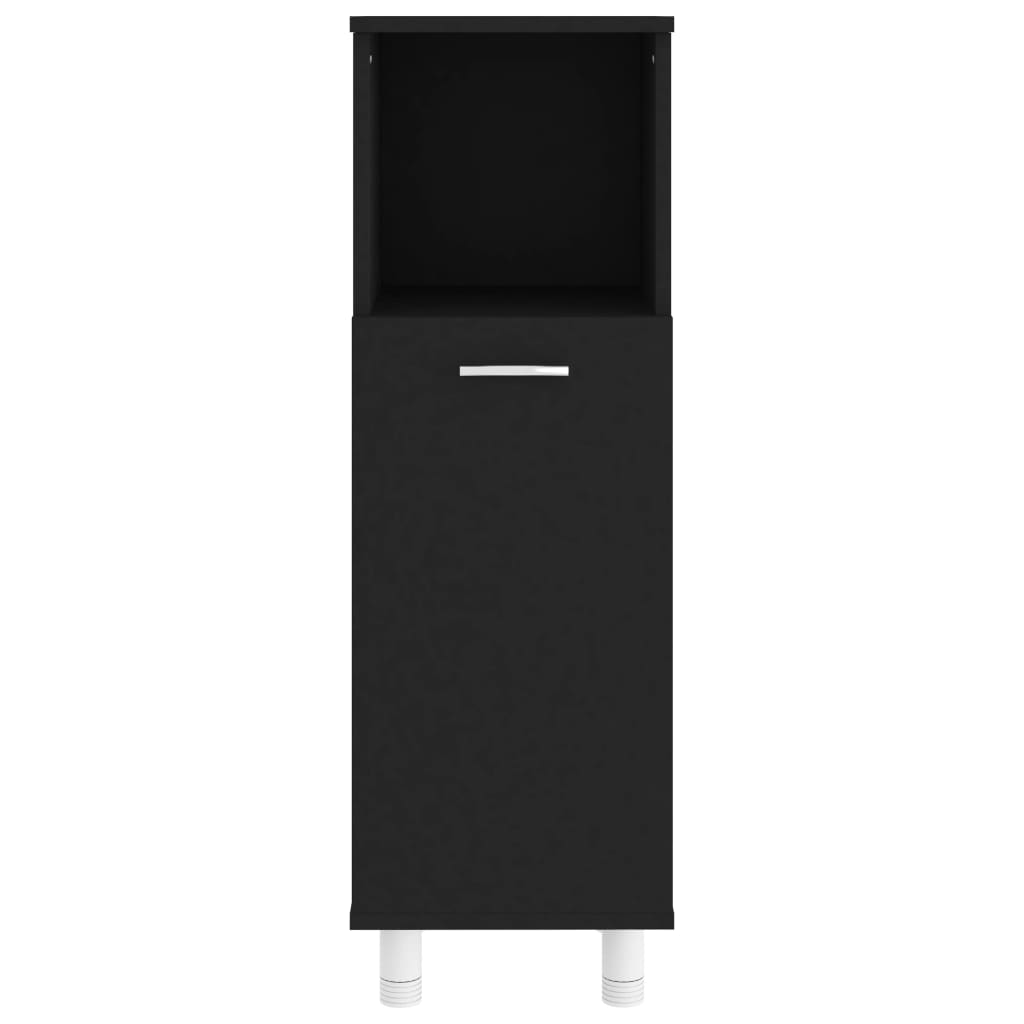 4 pcs conjunto de móveis de casa de banho contraplacado preto