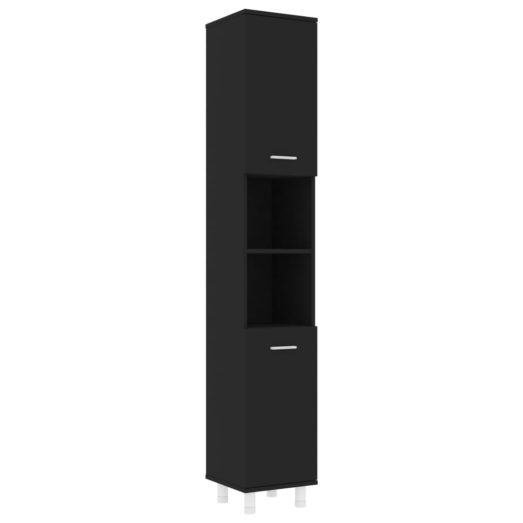 4 pcs conjunto de móveis de casa de banho contraplacado preto