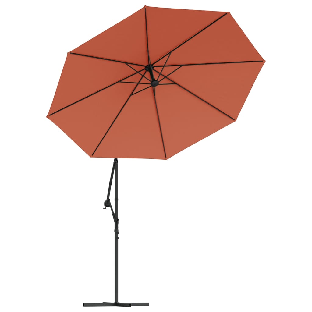 Guarda-sol cantilever de jardim luzes LED/poste aço terracotta