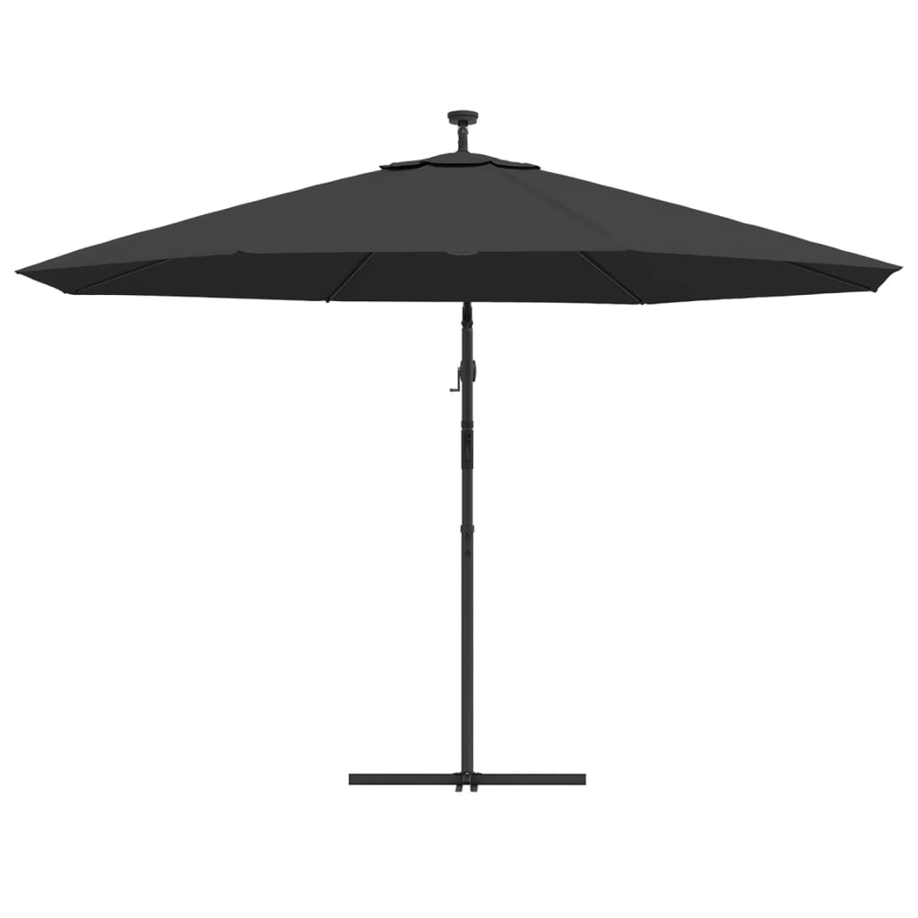 Guarda-sol de jardim cantilever com luzes LED 350 cm preto
