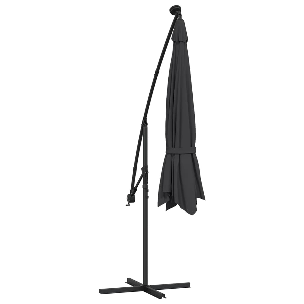 Guarda-sol de jardim cantilever com luzes LED 350 cm preto