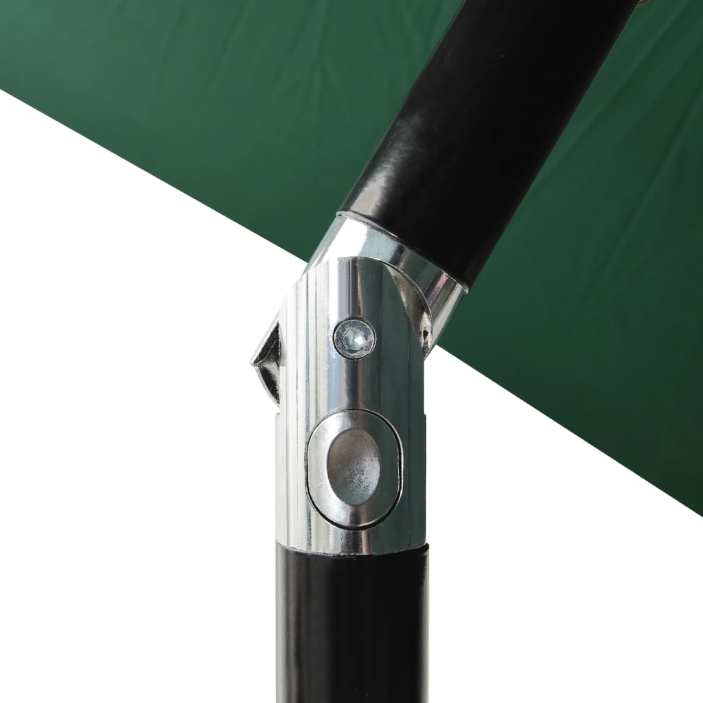 Guarda-sol de jardim com luzes LED e poste de aço 2x3 m verde