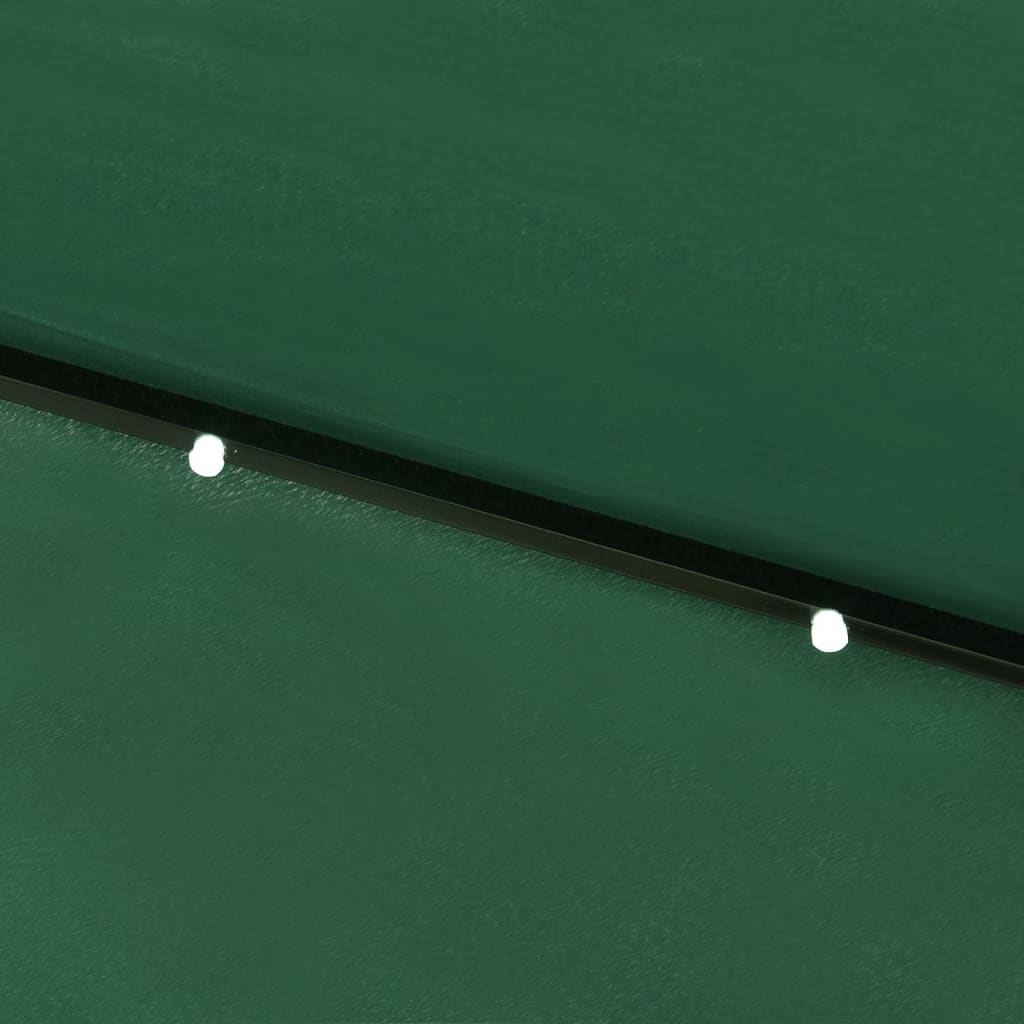 Guarda-sol de jardim com luzes LED e poste de aço 2x3 m verde