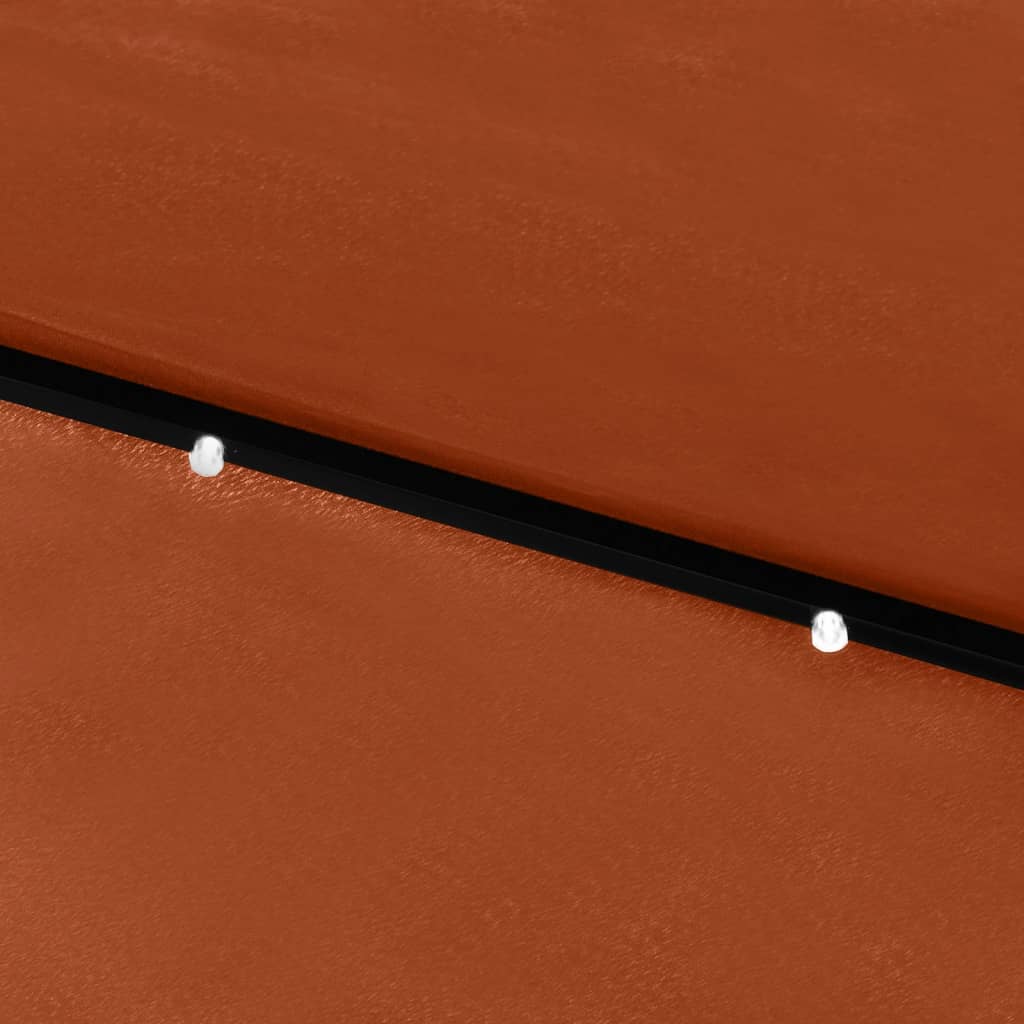Guarda-sol de jardim c/ luzes LED e poste de aço 2x3m terracota