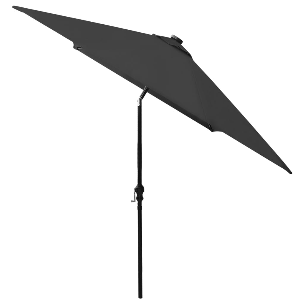Guarda-sol de jardim com luzes LED e poste de aço 2x3 m preto