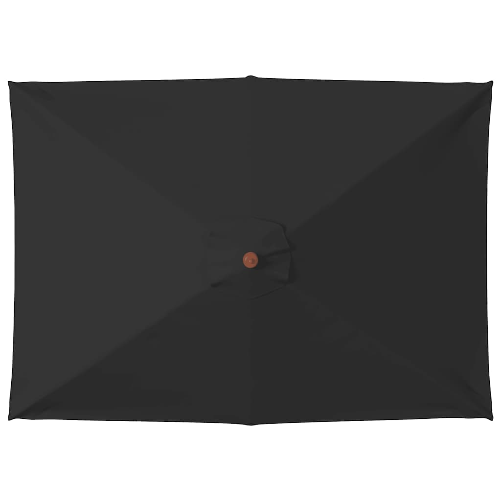 Guarda-sol de jardim com poste de madeira 150x200 cm preto