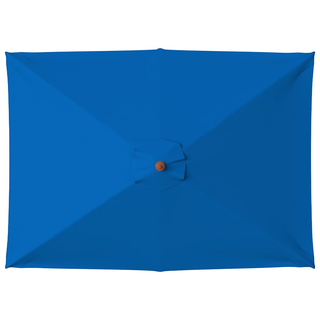 Guarda-sol de jardim com poste de madeira 150x200 cm azul