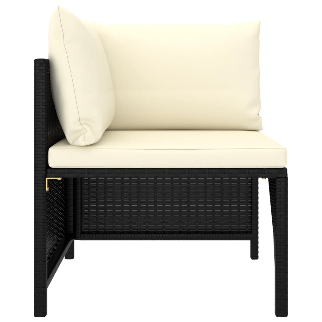 5 pcs conjunto sofás de jardim com almofadões vime PE preto
