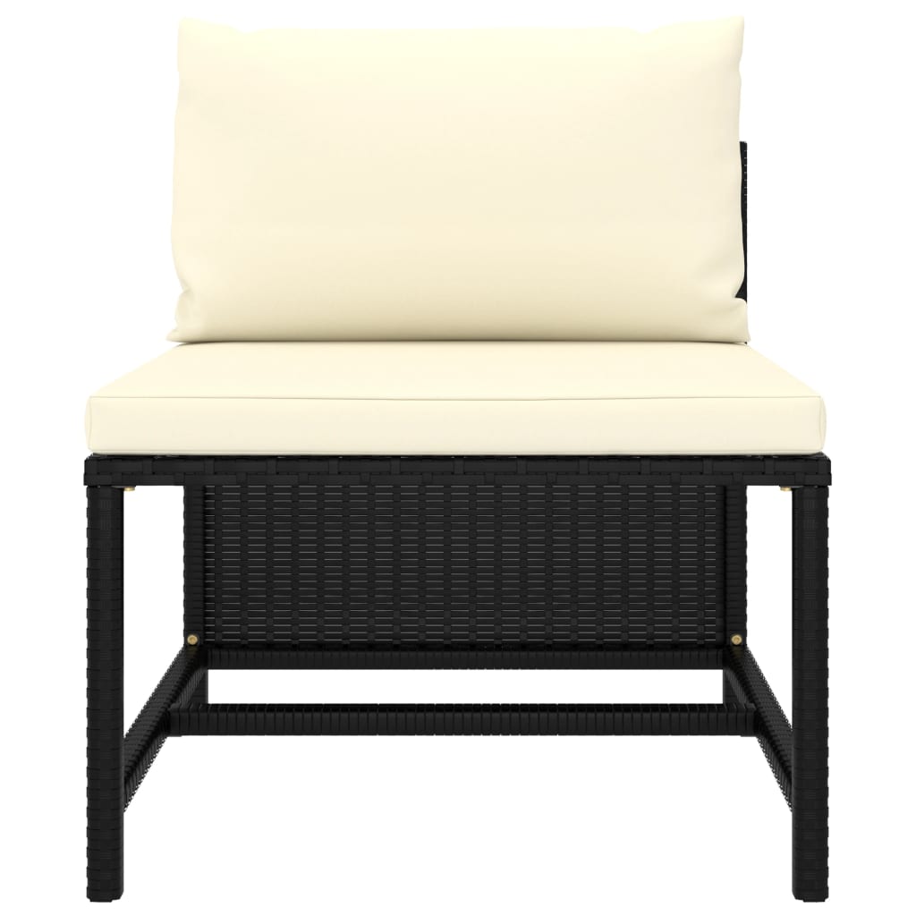 5 pcs conjunto sofás de jardim com almofadões vime PE preto