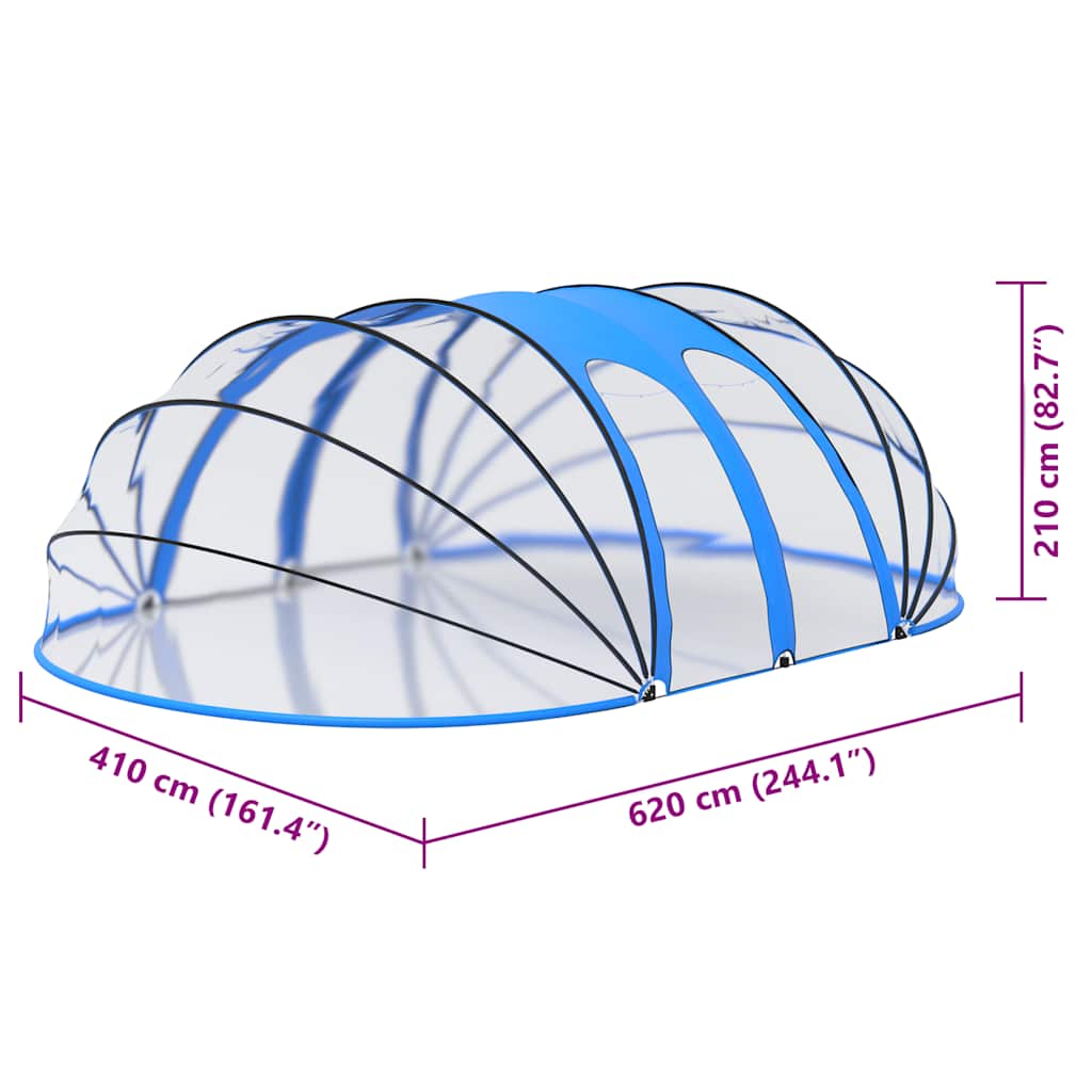 Cúpula de piscina oval 620x410x210 cm