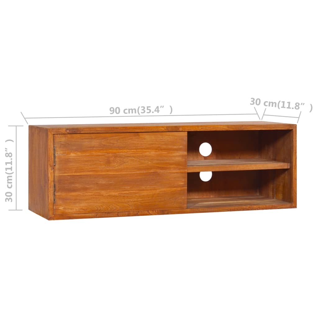 Armário de parede para TV 180x30x30 cm madeira de teca maciça