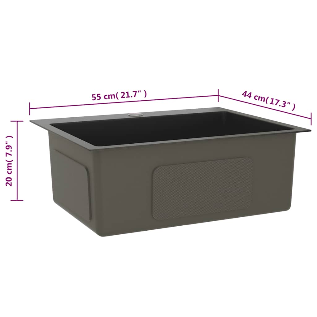 Lava-louça de cozinha artesanal aço inoxidável preto