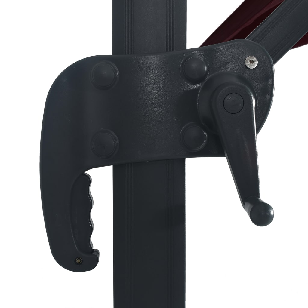 Guarda-sol de jardim cantilever c/ luzes LED 400x300 cm bordô