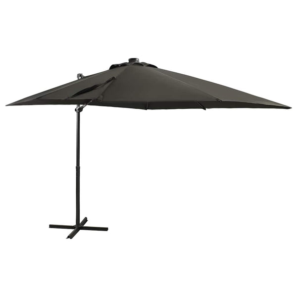 Guarda-sol jardim cantilever c/ poste/luzes LED 250cm antracite